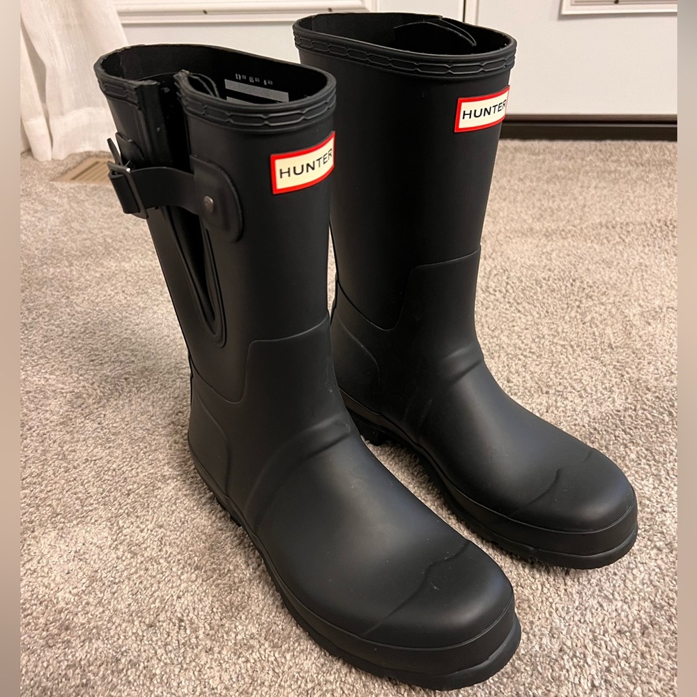 Hunter boots men matte black 10 perfect condition